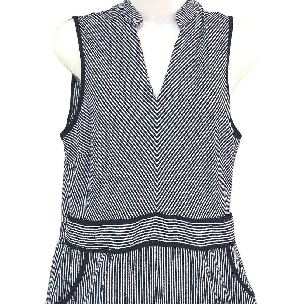Monteau Los Angeles Anthropologie Navy Striped Wide Leg Jumpsuit Smock Womens XL